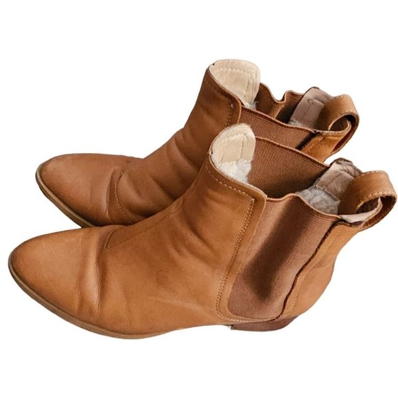 Rag & Bone New York Tan Slip on ankle Boots Fur lined size 36 (5.5 Woman) - Picture 5 of 16